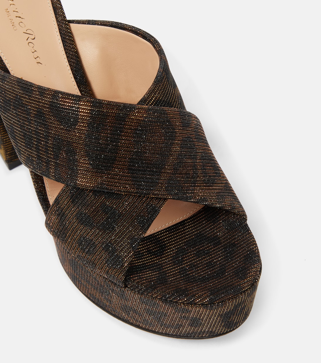 Leopard-print lamé platform mules | Gianvito Rossi