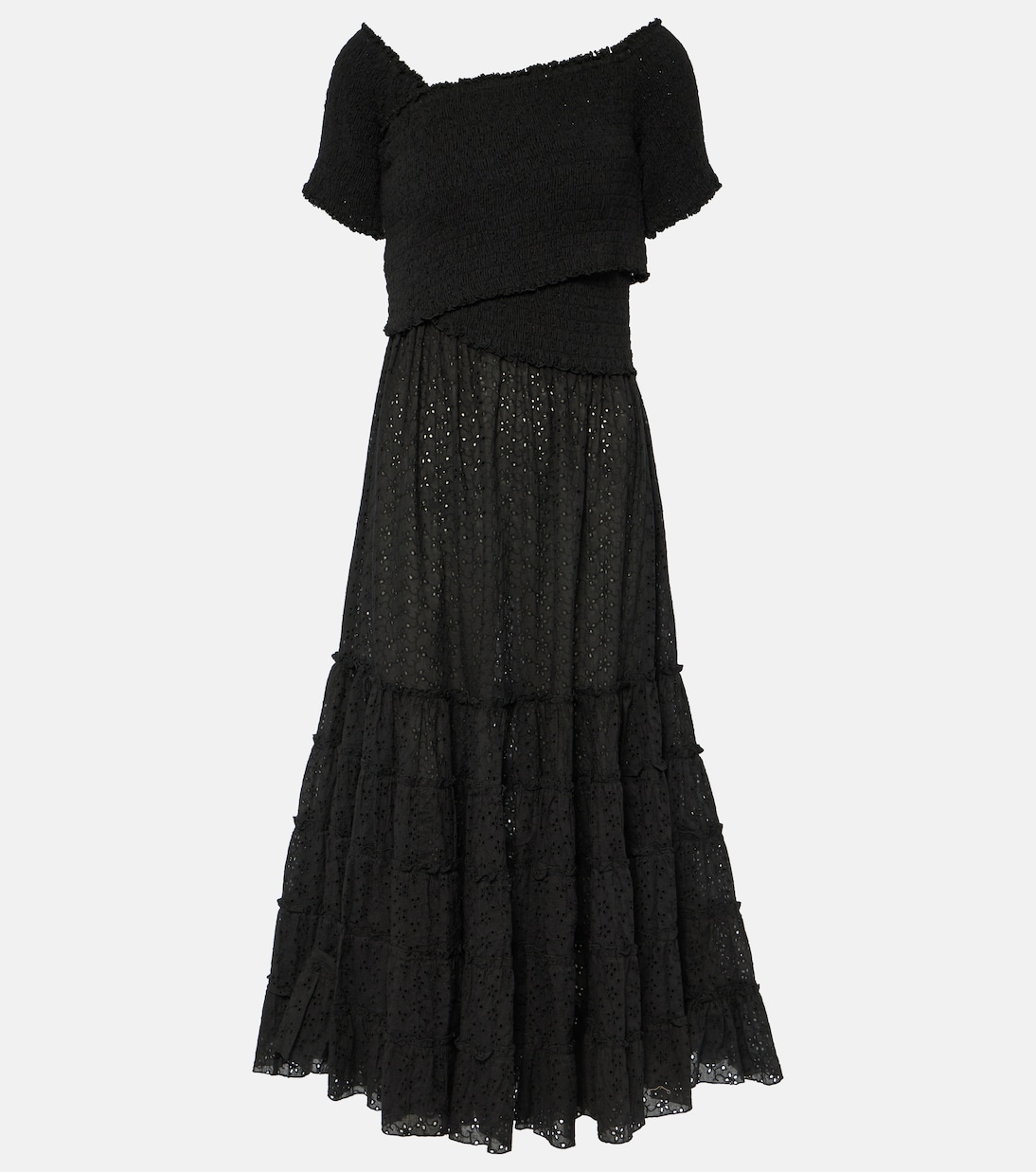 Vestido midi Soledad de algodón fruncido | Poupette St Barth