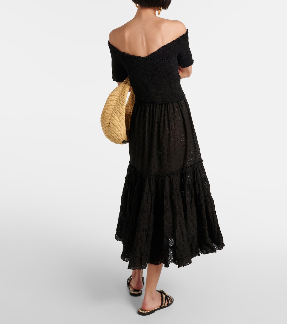 Vestido midi Soledad de algodón fruncido | Poupette St Barth