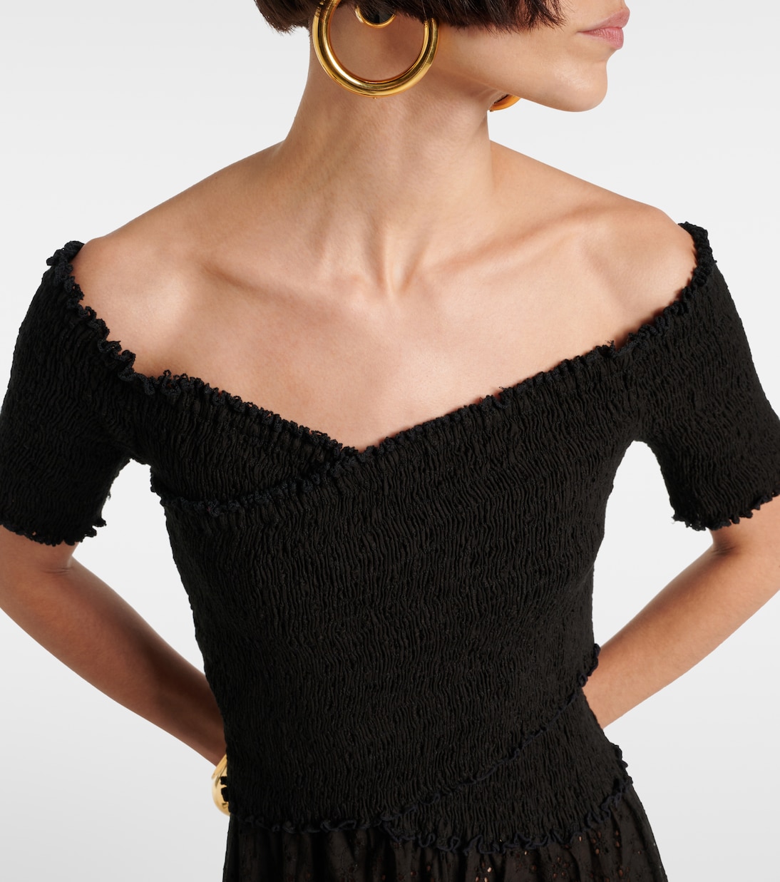 Vestido midi Soledad de algodón fruncido | Poupette St Barth