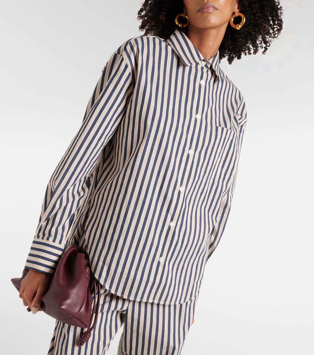 Camisa de mezcla de algodón a rayas | The Frankie Shop