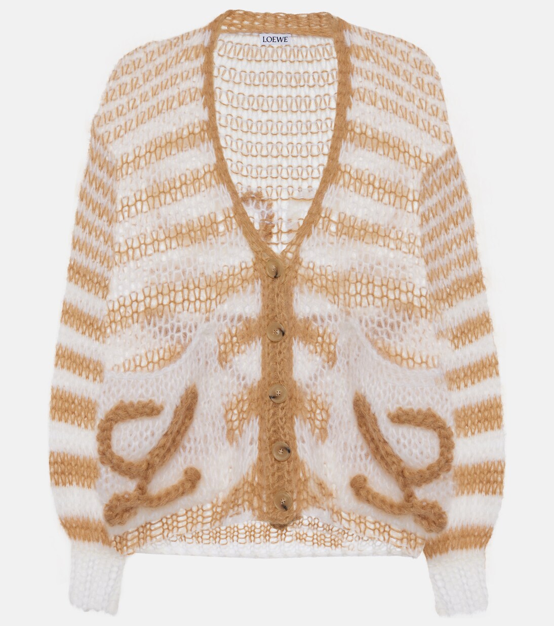 Cardigan Anagram rayé en mohair mélangé | Loewe