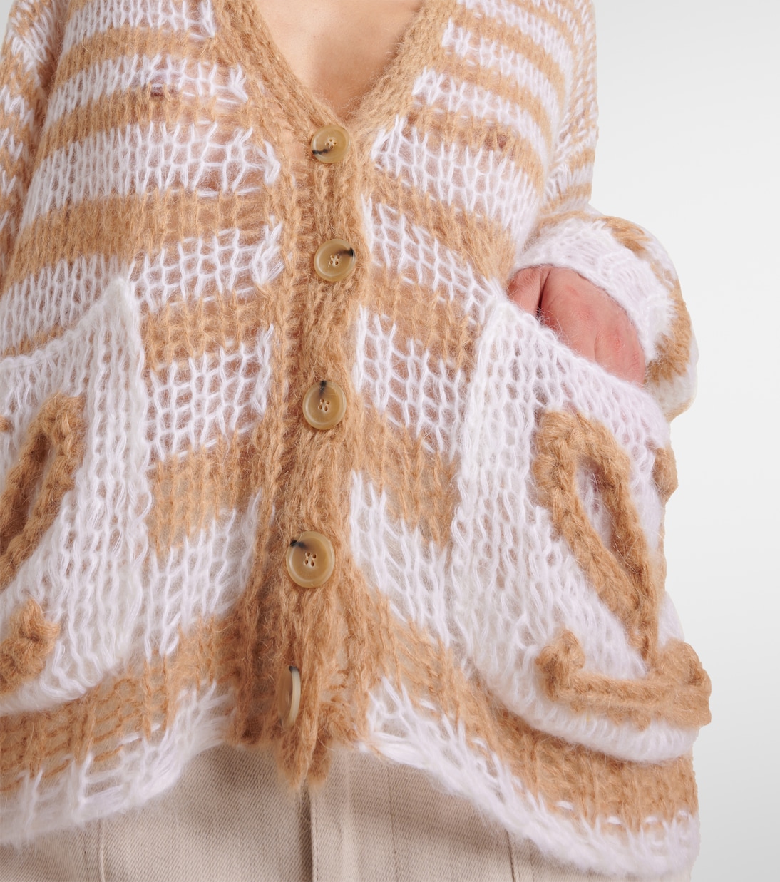 Cardigan Anagram rayé en mohair mélangé | Loewe