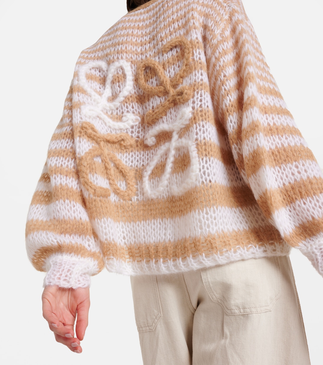 Cardigan Anagram rayé en mohair mélangé | Loewe