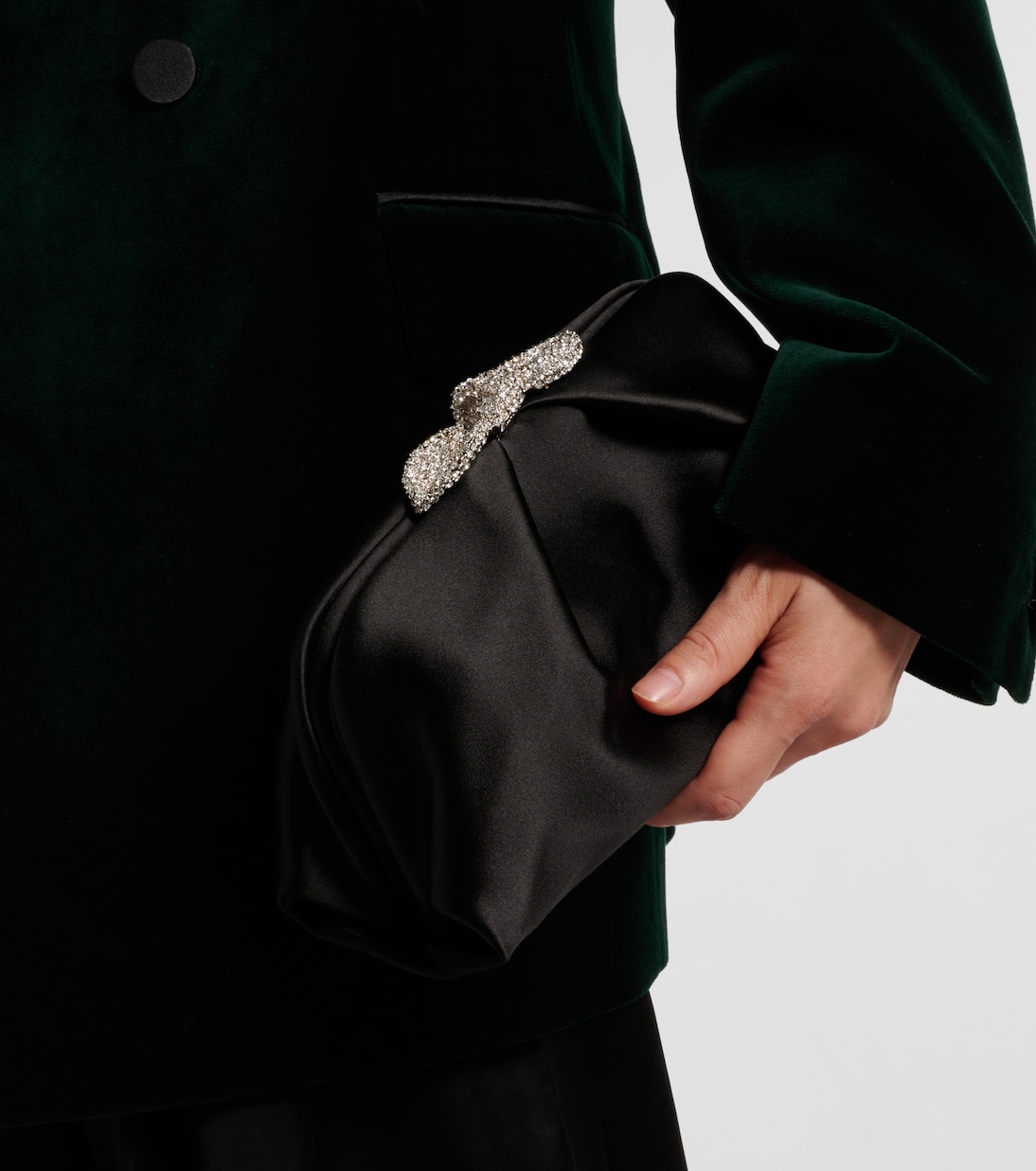 Very Bow Tie embellished satin clutch | Aquazzura