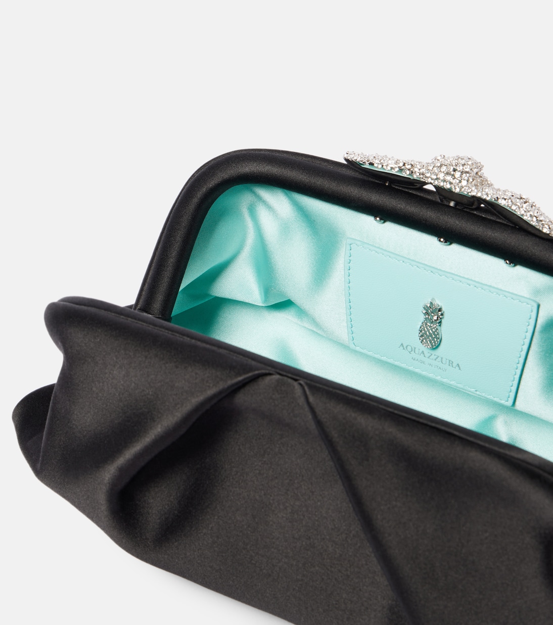 Very Bow Tie embellished satin clutch | Aquazzura