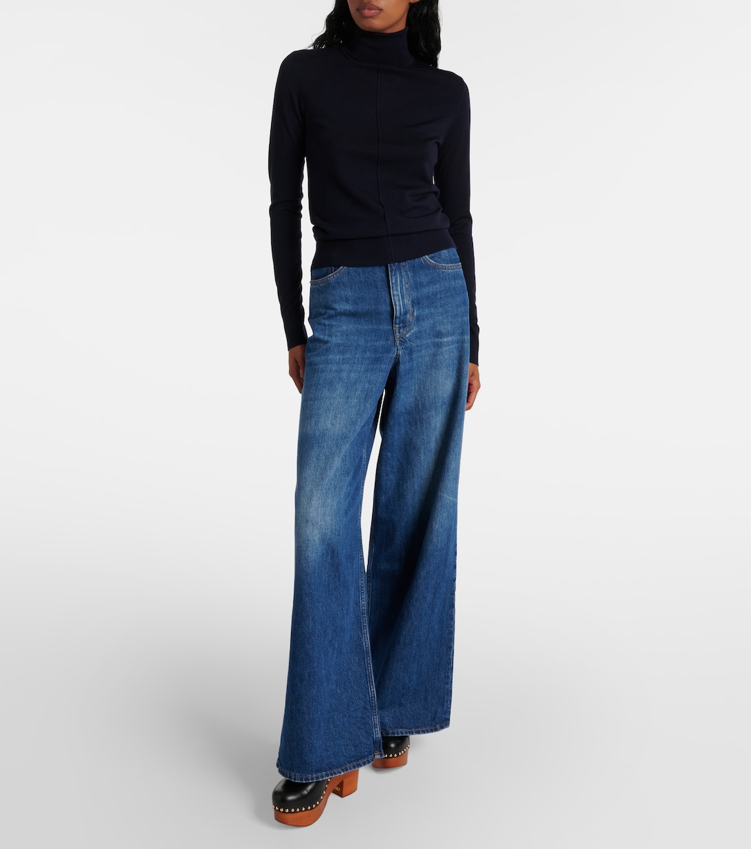 Semi-sheer wool turtleneck top | Chloé