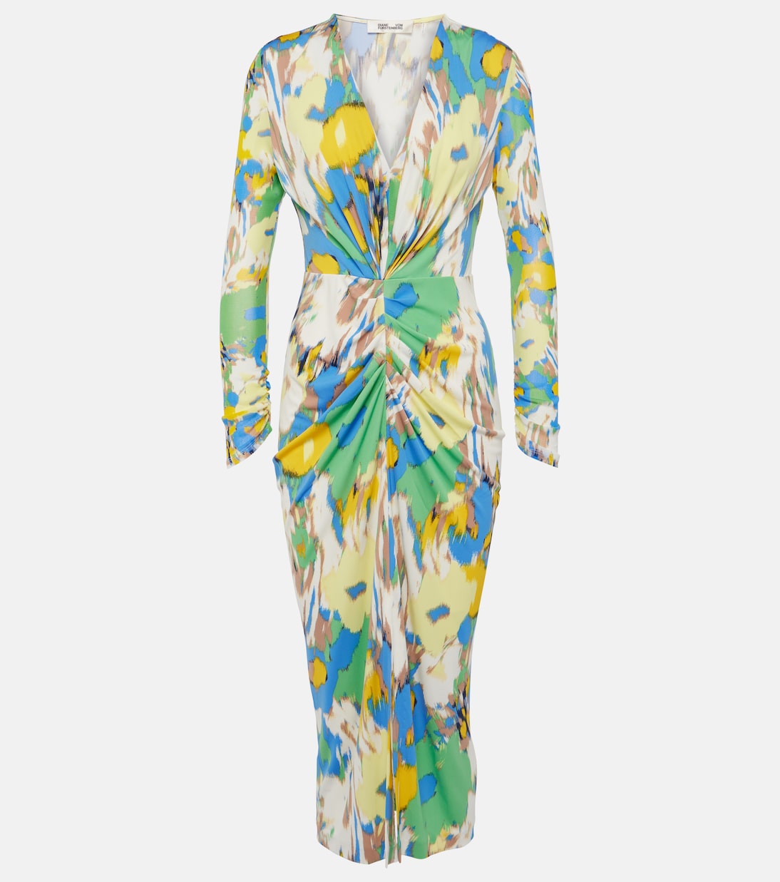 Hades printed ruched jersey midi dress | Diane von Furstenberg