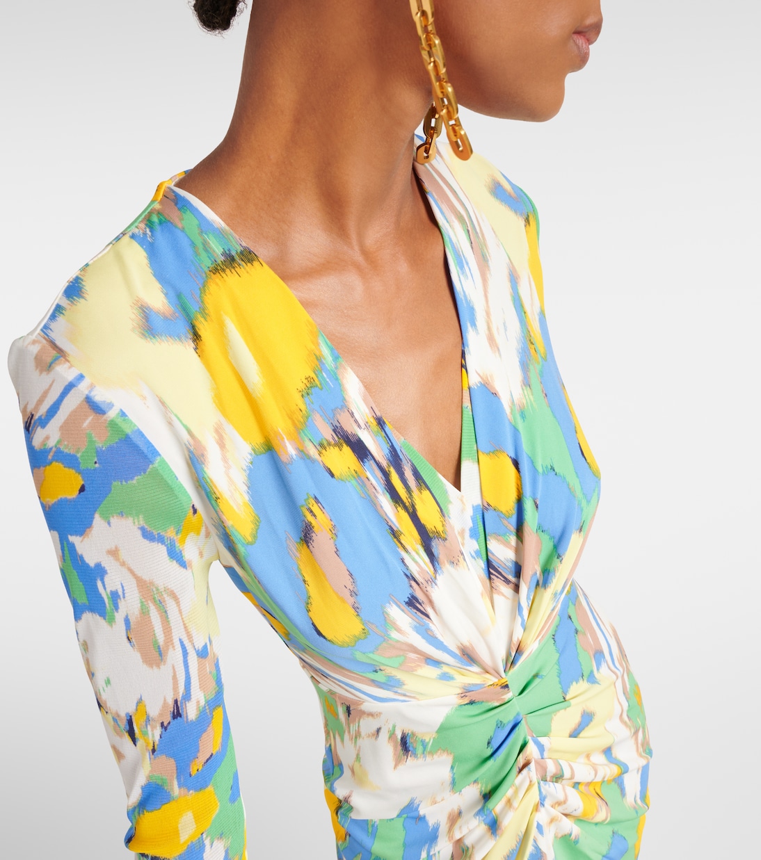 Hades printed ruched jersey midi dress | Diane von Furstenberg