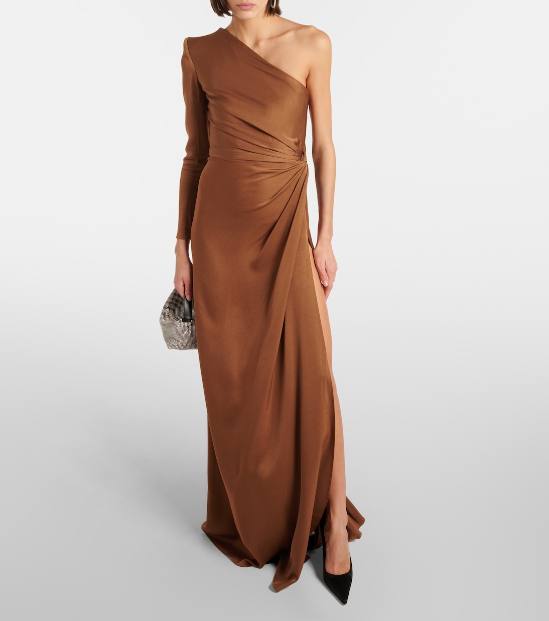 One-shoulder satin gown | Alex Perry