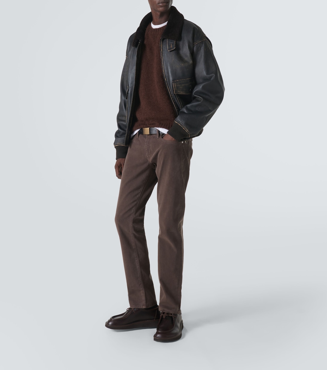 Pantalones ajustados de sarga de tiro medio | Frame