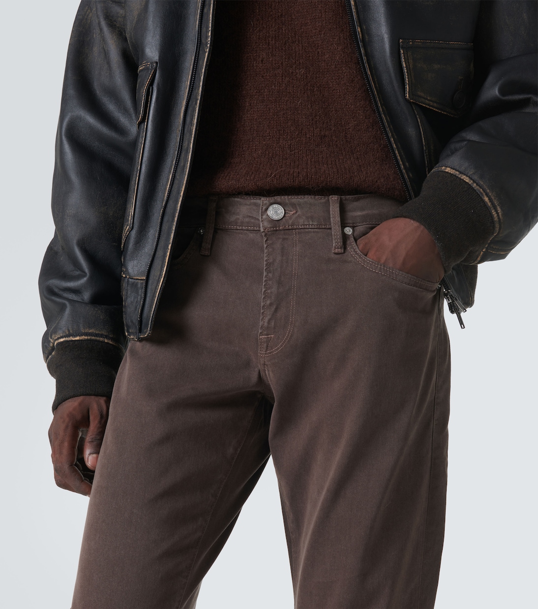 Pantalones ajustados de sarga de tiro medio | Frame
