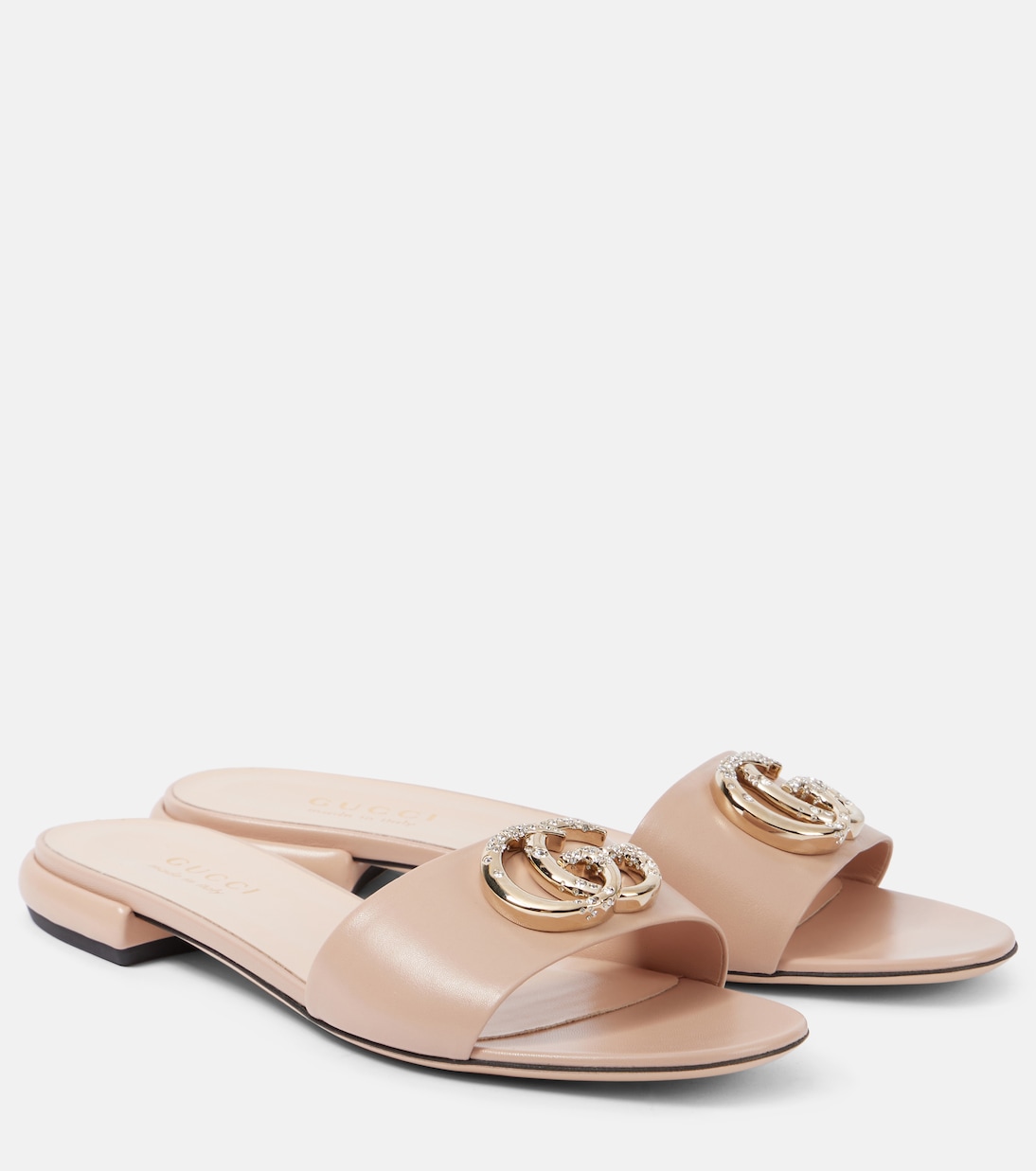 GG Crystal leather slides | Gucci