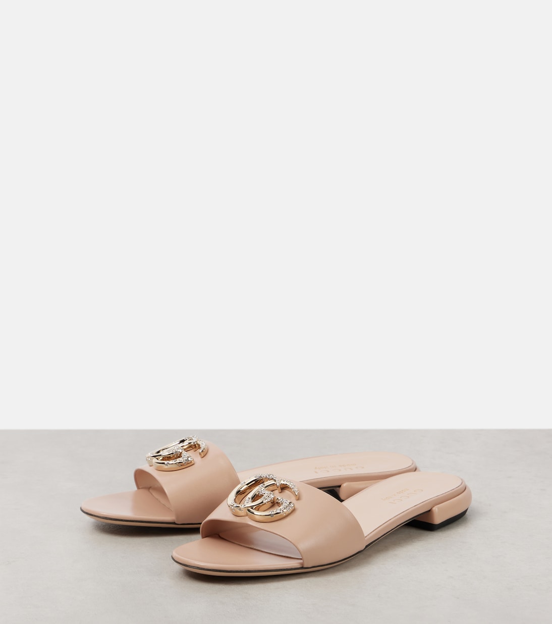 GG Crystal leather slides | Gucci