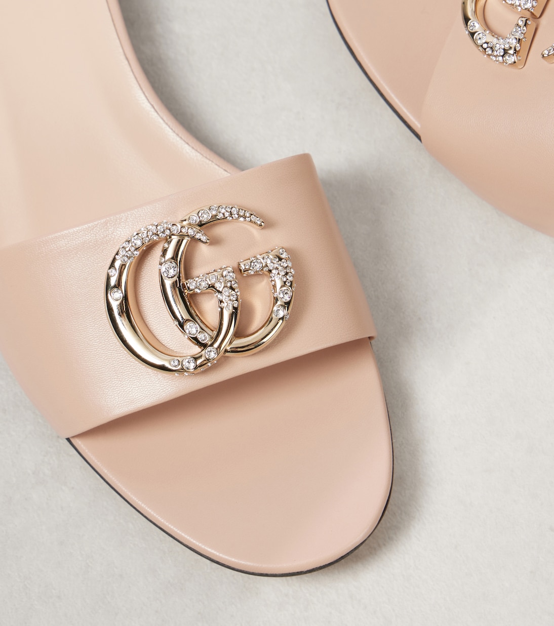 GG Crystal leather slides | Gucci