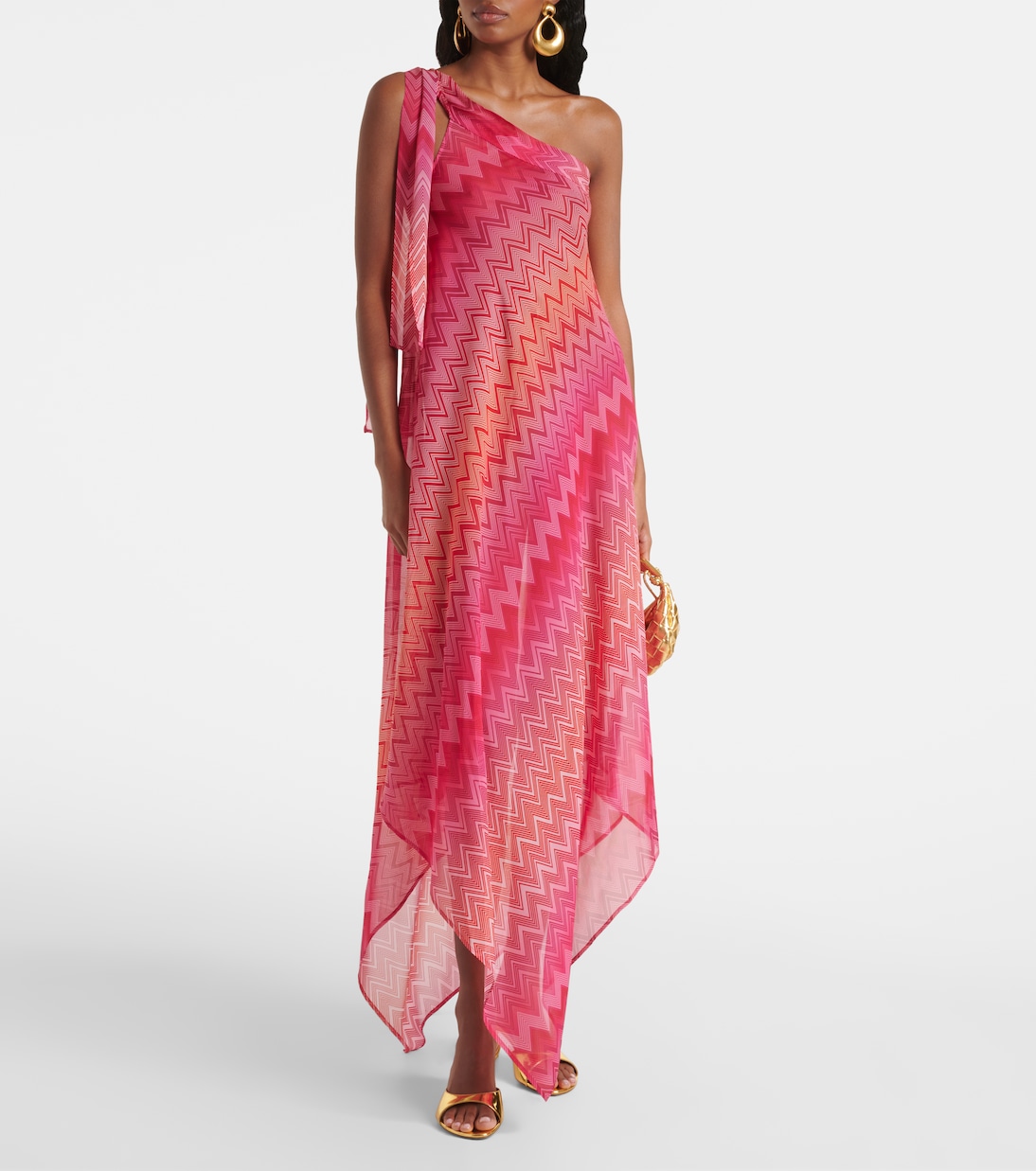 One-Shoulder-Kaftan aus Seide | Missoni
