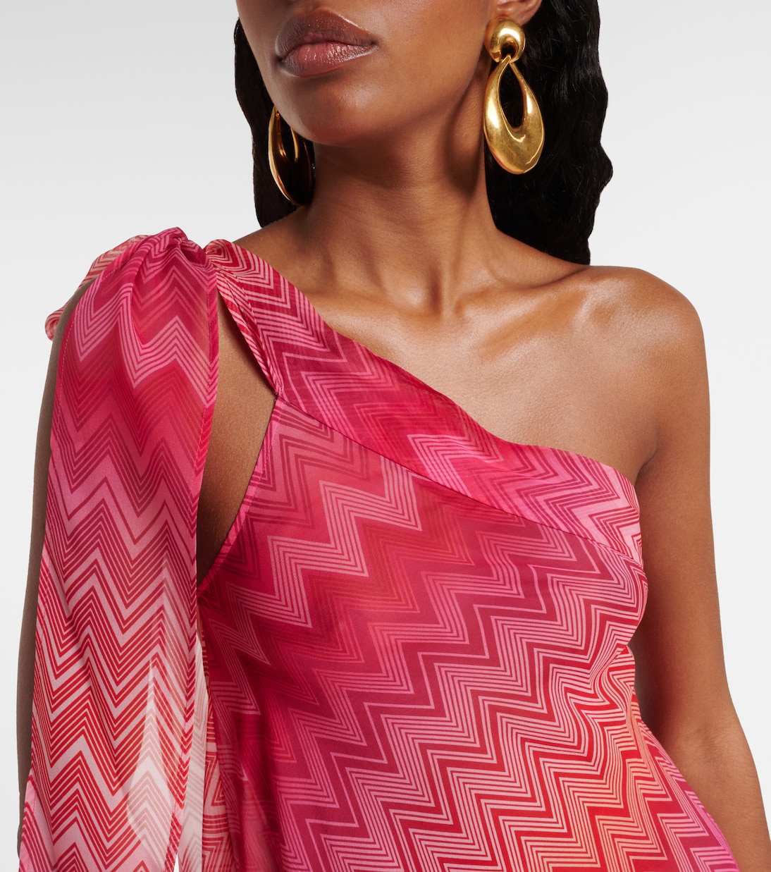 One-Shoulder-Kaftan aus Seide | Missoni
