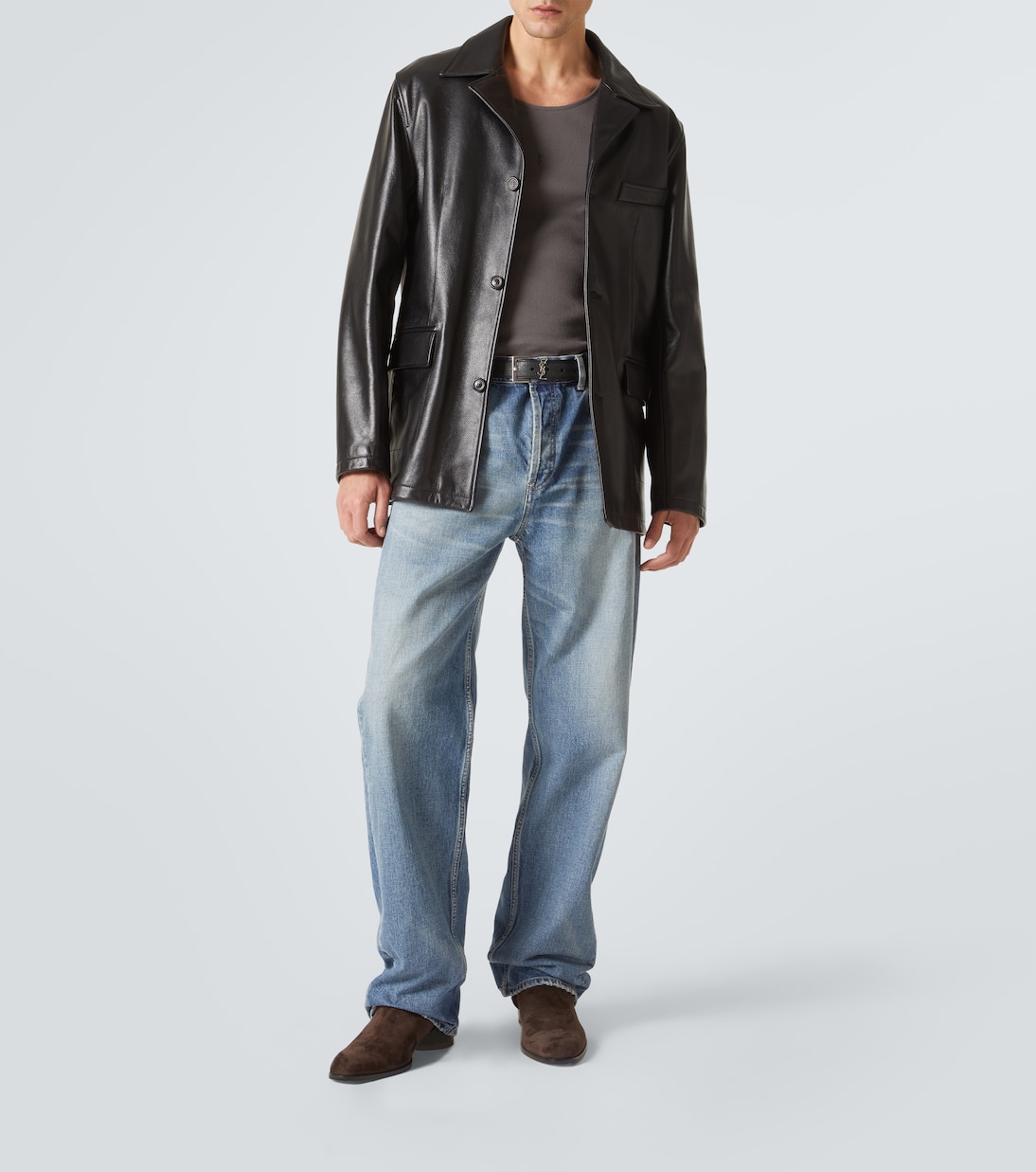 Stivaletti Wyatt Harness 40 in suede | Saint Laurent