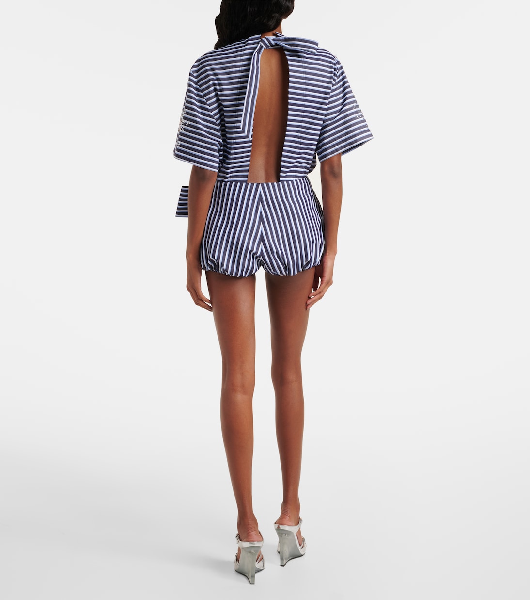 Shorts de algodón a rayas con lazo | Rabanne