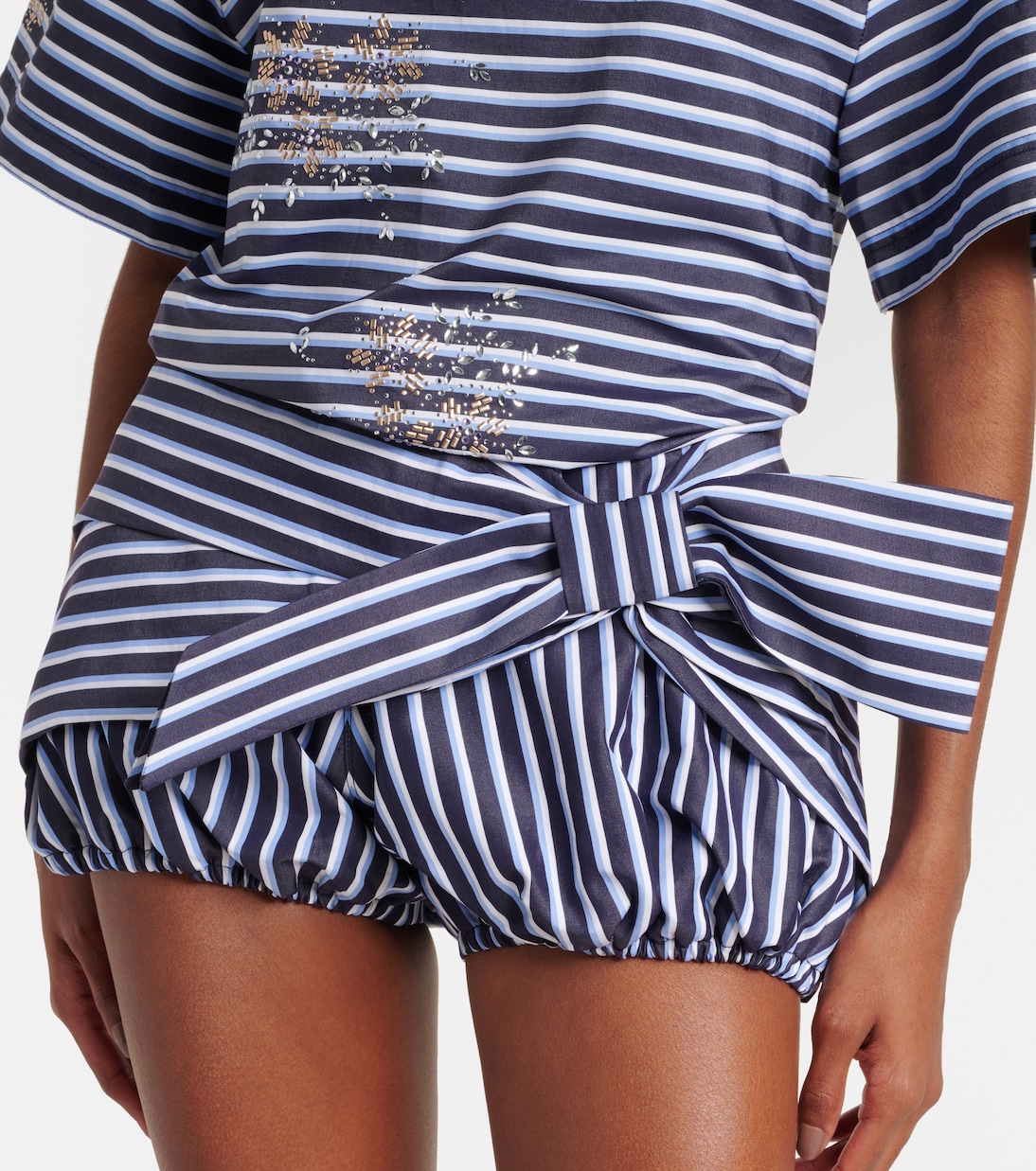 Shorts de algodón a rayas con lazo | Rabanne