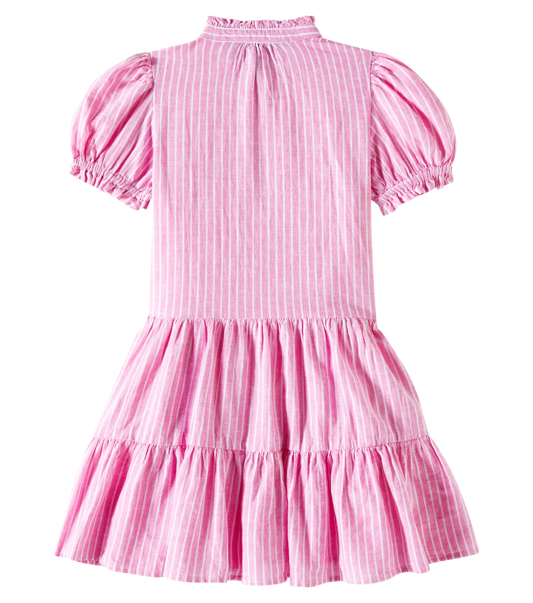 Abito in lino e cotone a righe con balze | Polo Ralph Lauren Kids