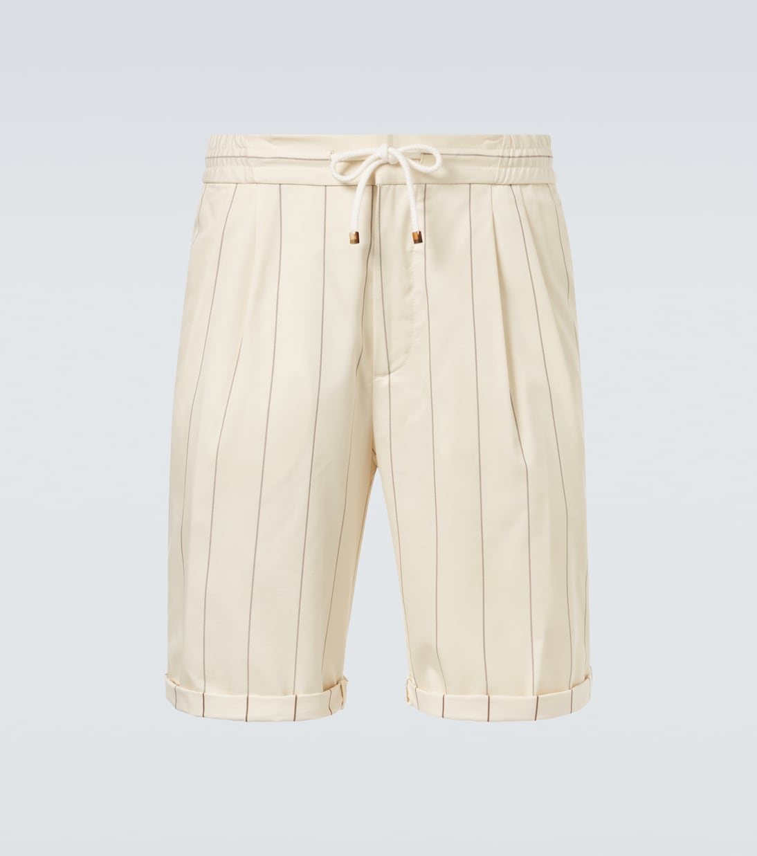 Striped wool and cotton Bermuda shorts | Brunello Cucinelli
