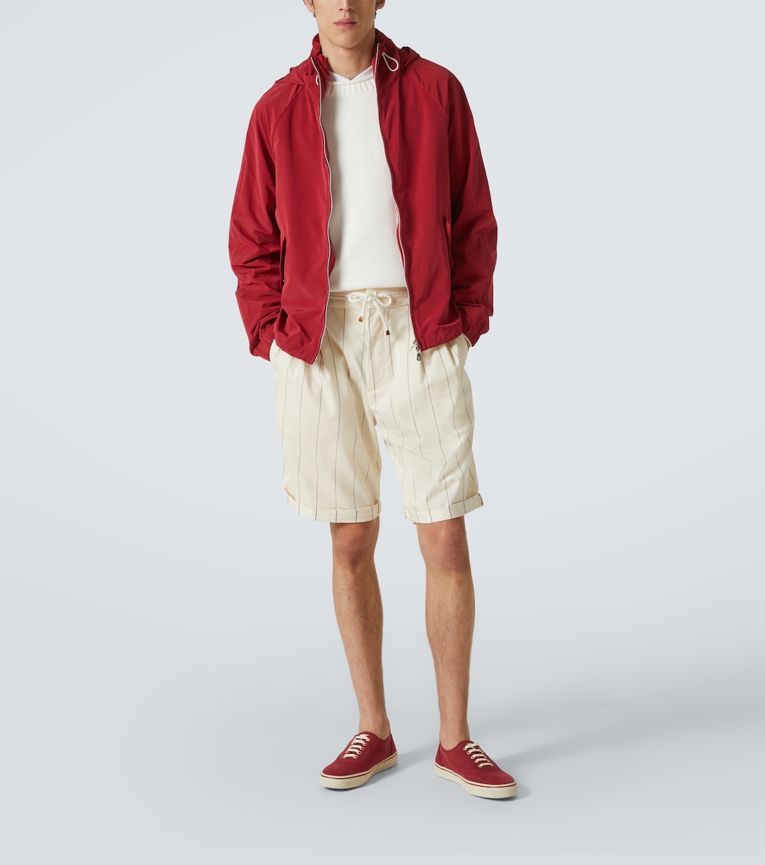 Striped wool and cotton Bermuda shorts | Brunello Cucinelli