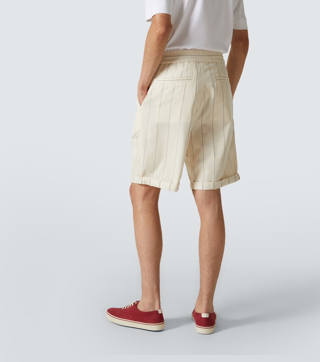 Striped wool and cotton Bermuda shorts | Brunello Cucinelli