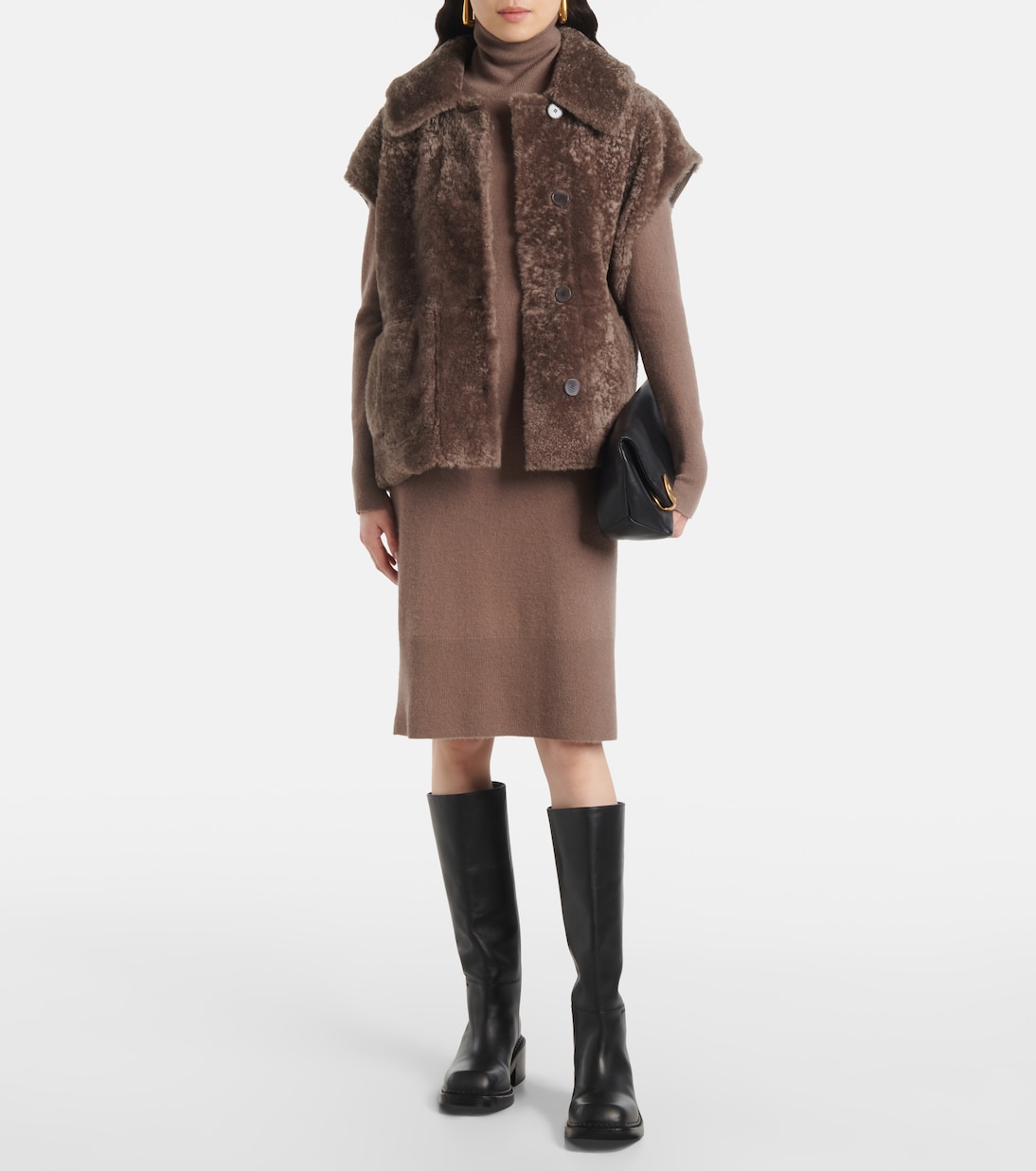 Cashmere turtleneck midi dress | Joseph