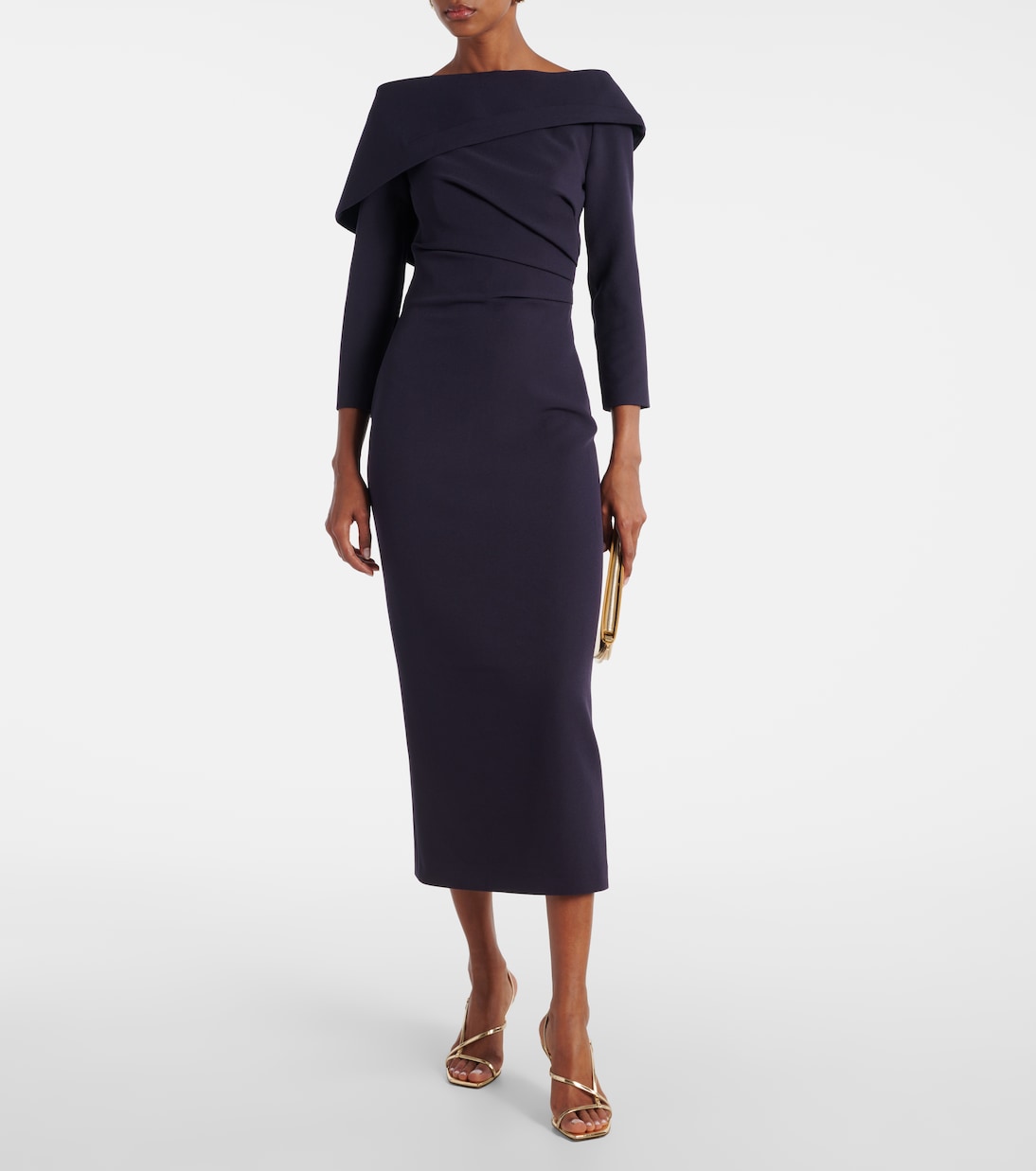 Off-shoulder crêpe midi dress | Safiyaa