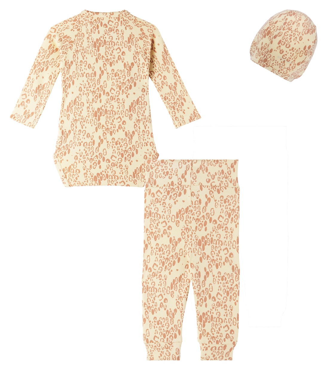 Baby bodysuit, leggings, and beanie set | Mini Rodini