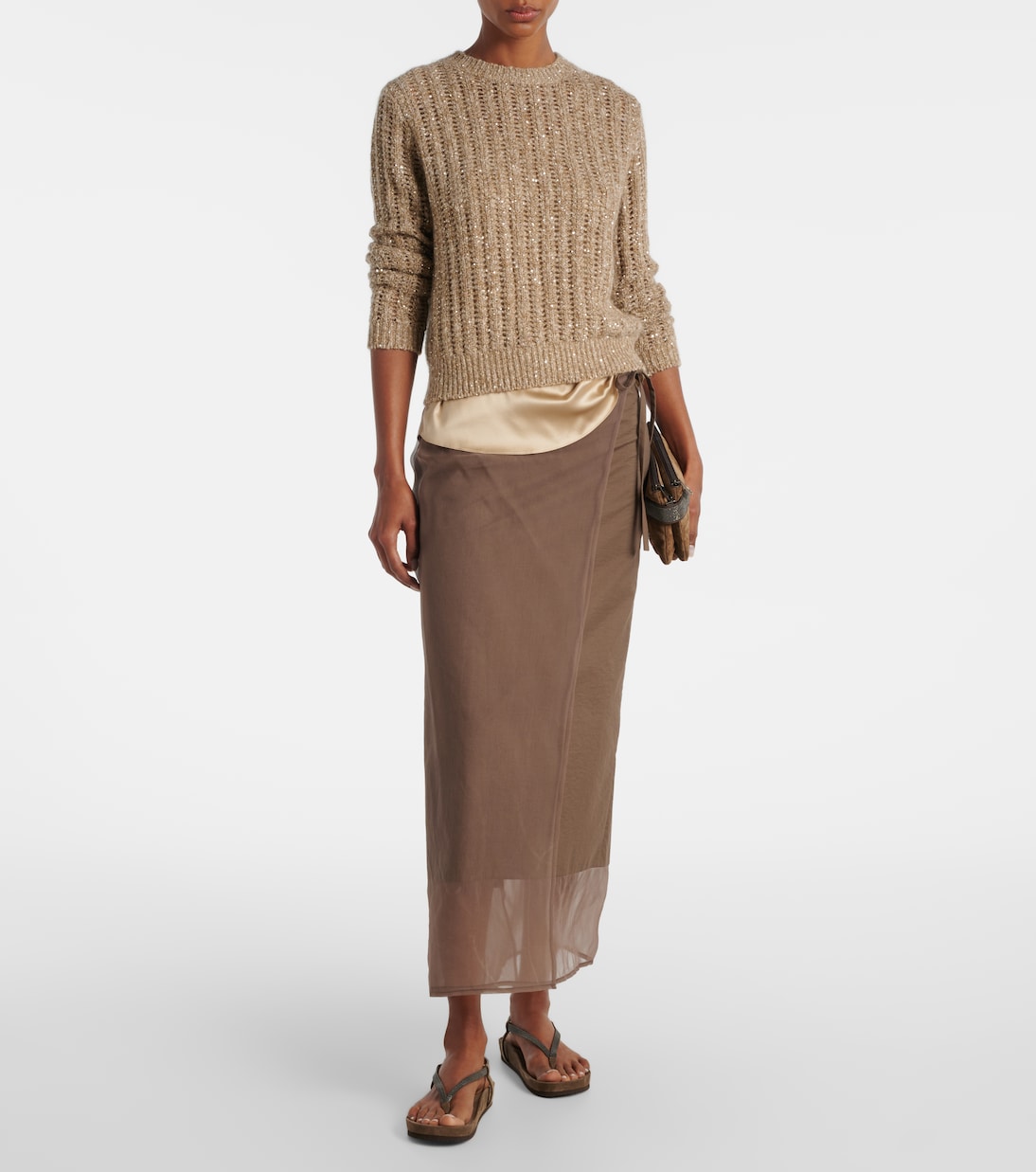 Open-knit sequined sweater | Brunello Cucinelli
