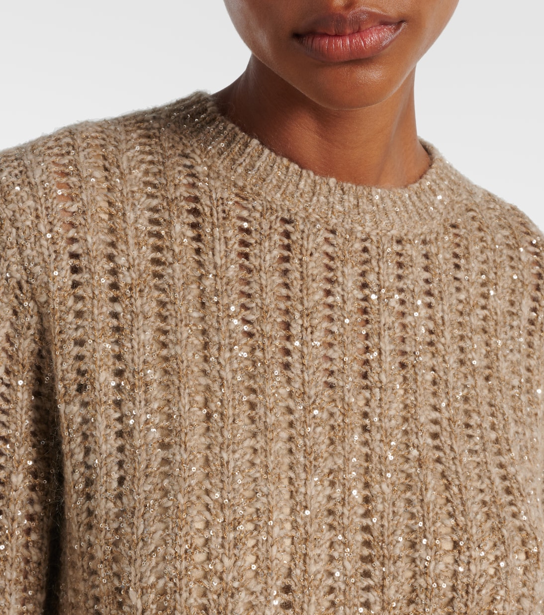 Open-knit sequined sweater | Brunello Cucinelli