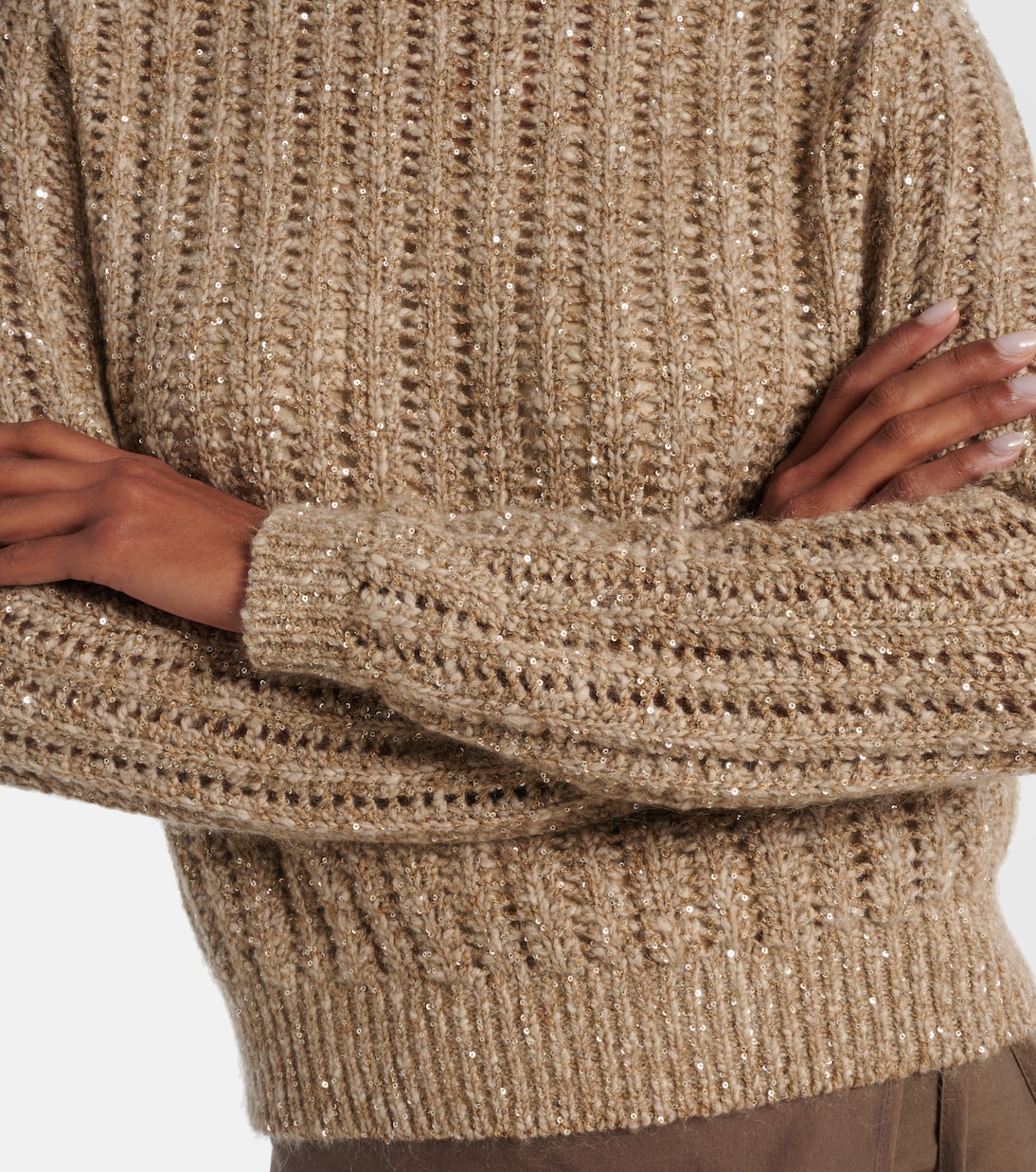 Open-knit sequined sweater | Brunello Cucinelli
