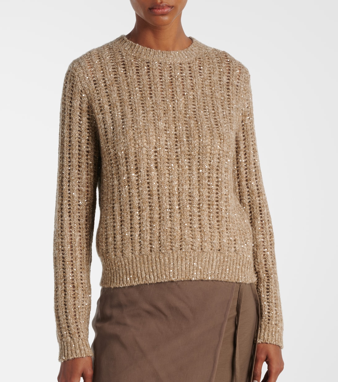 Open-knit sequined sweater | Brunello Cucinelli