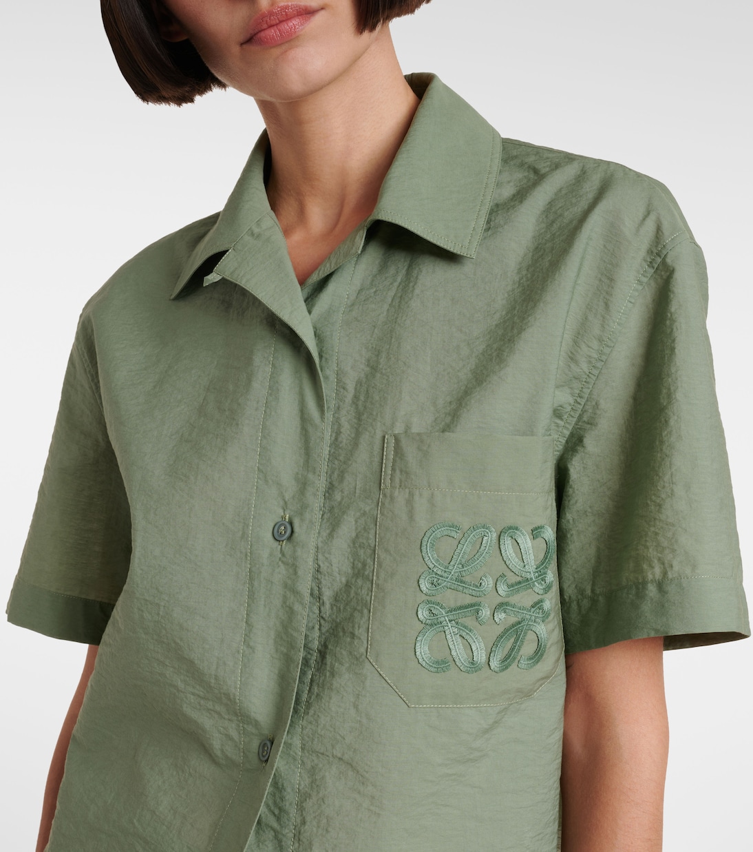 Camisa de popelín en mezcla de algodón con anagrama | Loewe