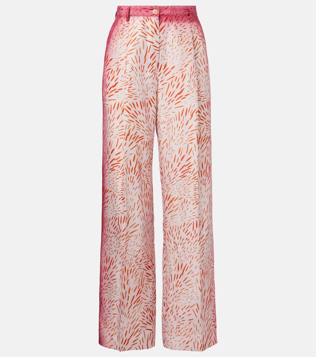 Pantaloni a gamba larga in seta con stampa | Dries Van Noten