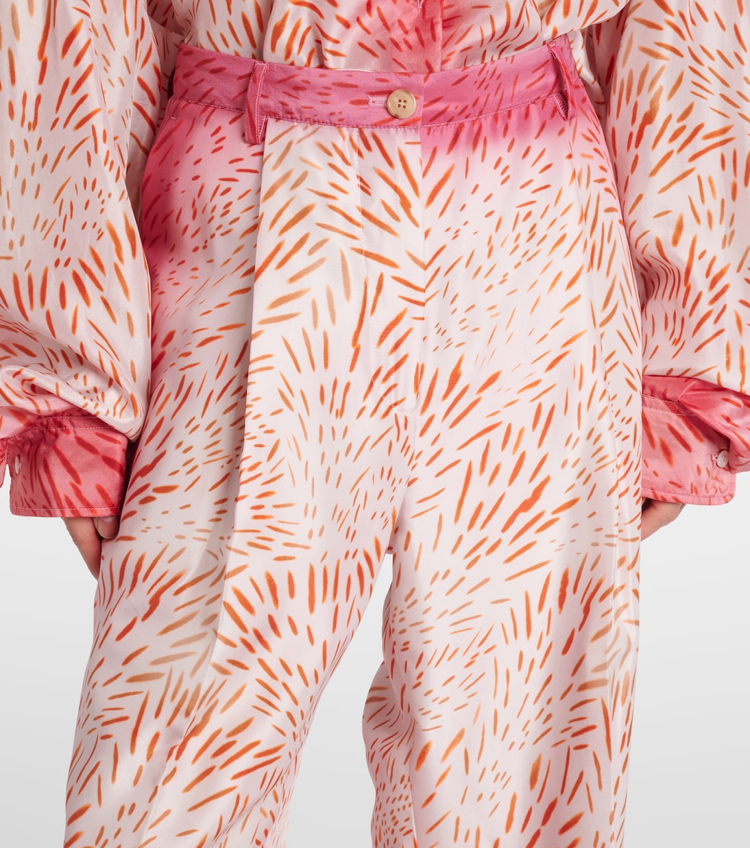 Pantaloni a gamba larga in seta con stampa | Dries Van Noten