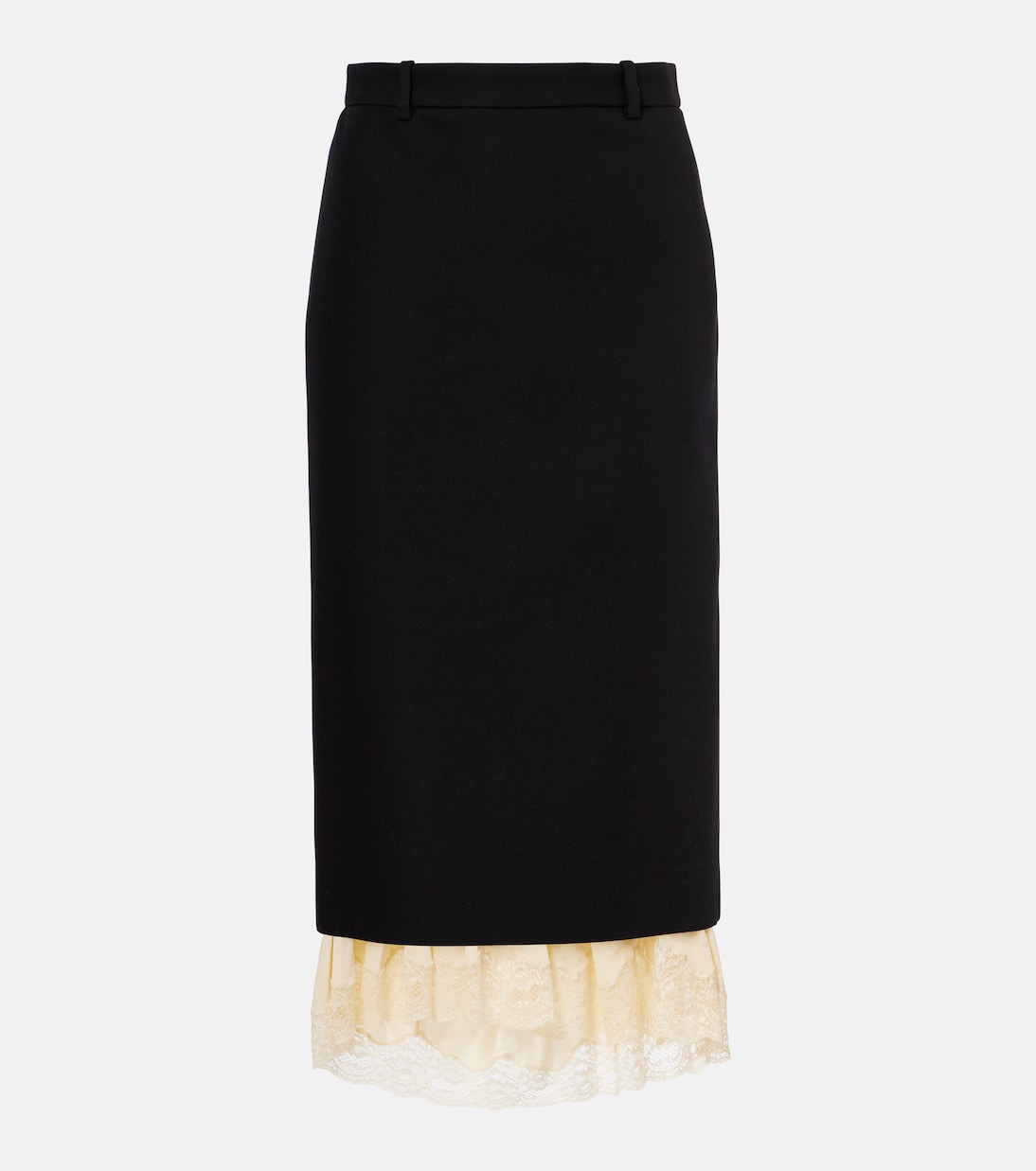Gonna midi in lana con pizzo | Balenciaga