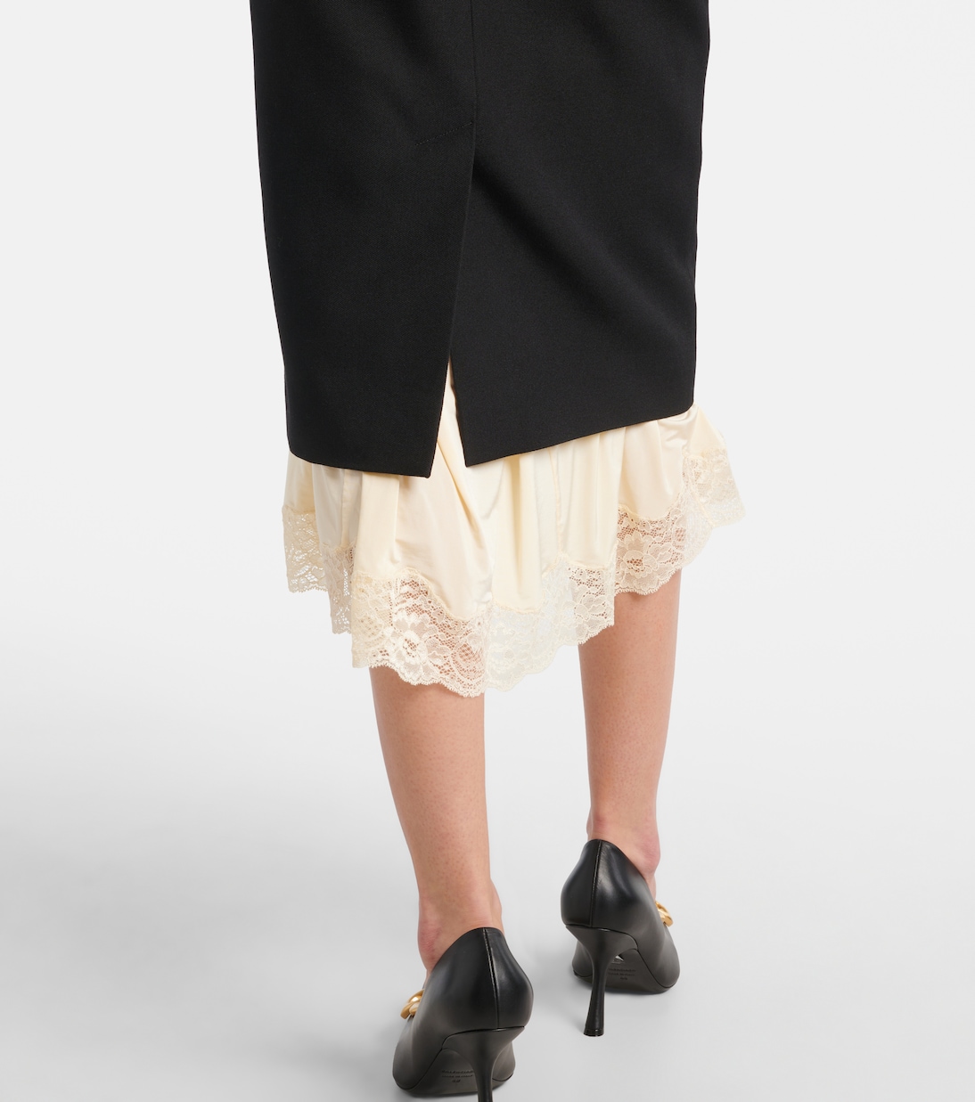 Gonna midi in lana con pizzo | Balenciaga