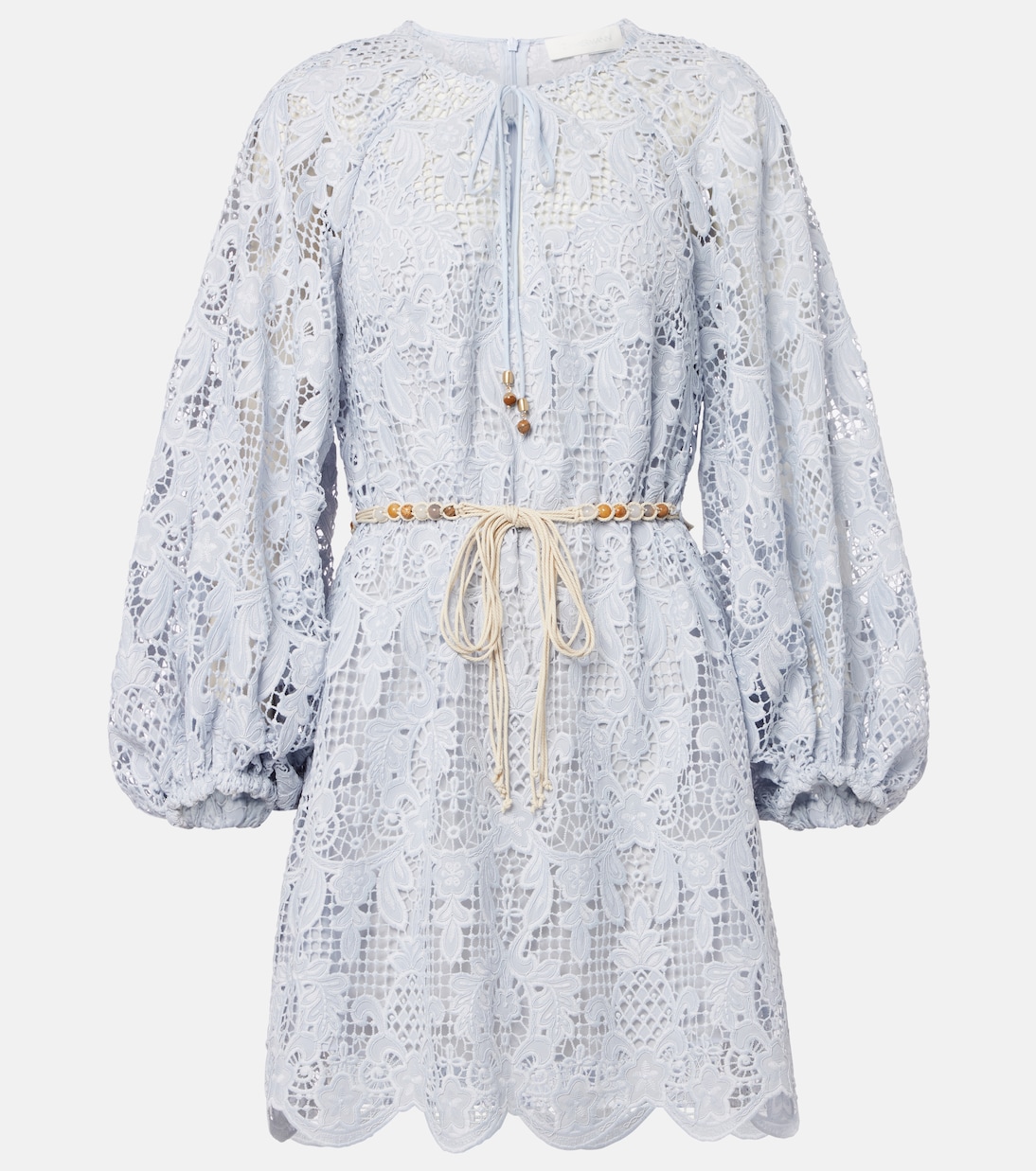 Vestido corto de encaje con cinturón | Zimmermann