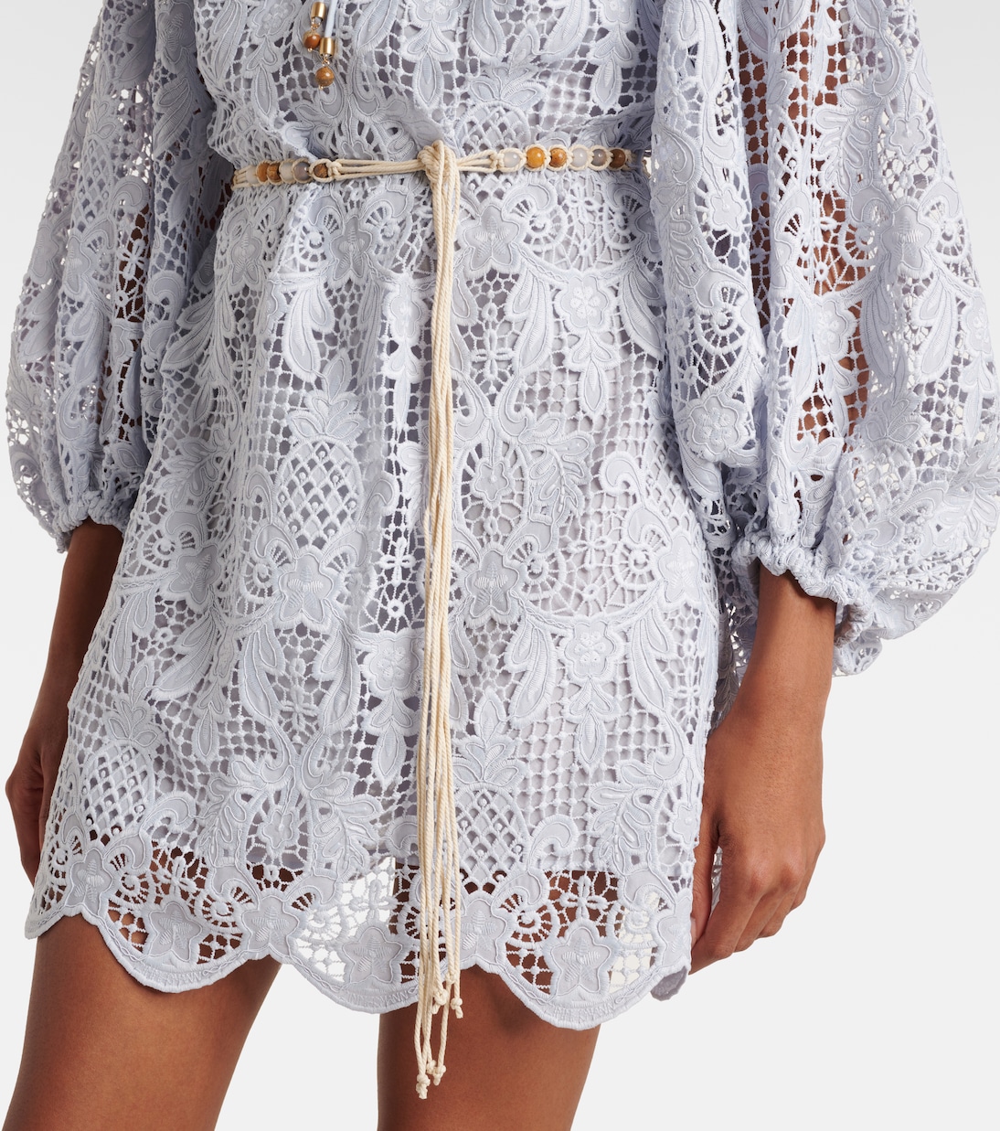 Vestido corto de encaje con cinturón | Zimmermann