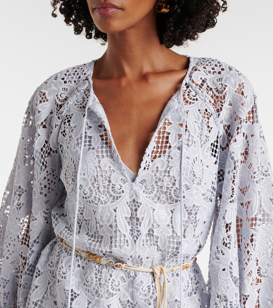 Vestido corto de encaje con cinturón | Zimmermann
