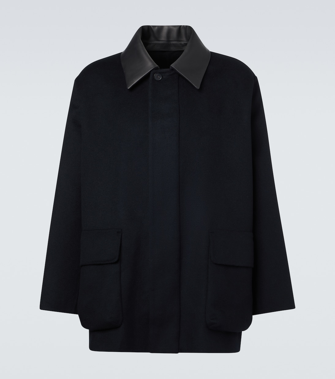 Giacca blouson in cashmere con finiture in pelle | Auralee