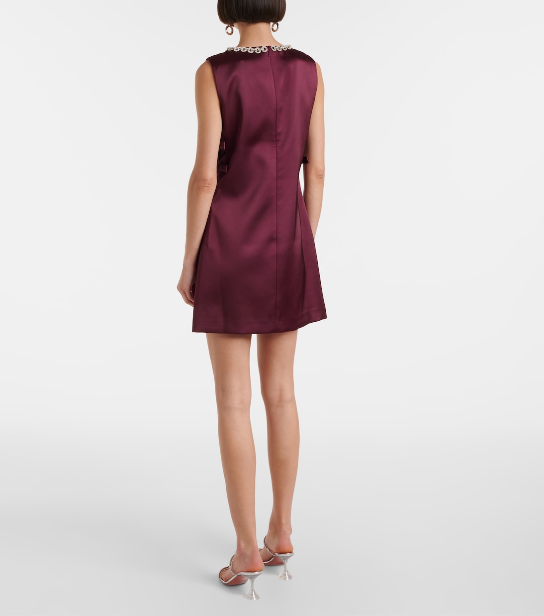 Bow-detail embellished satin minidress | Self-Portrait