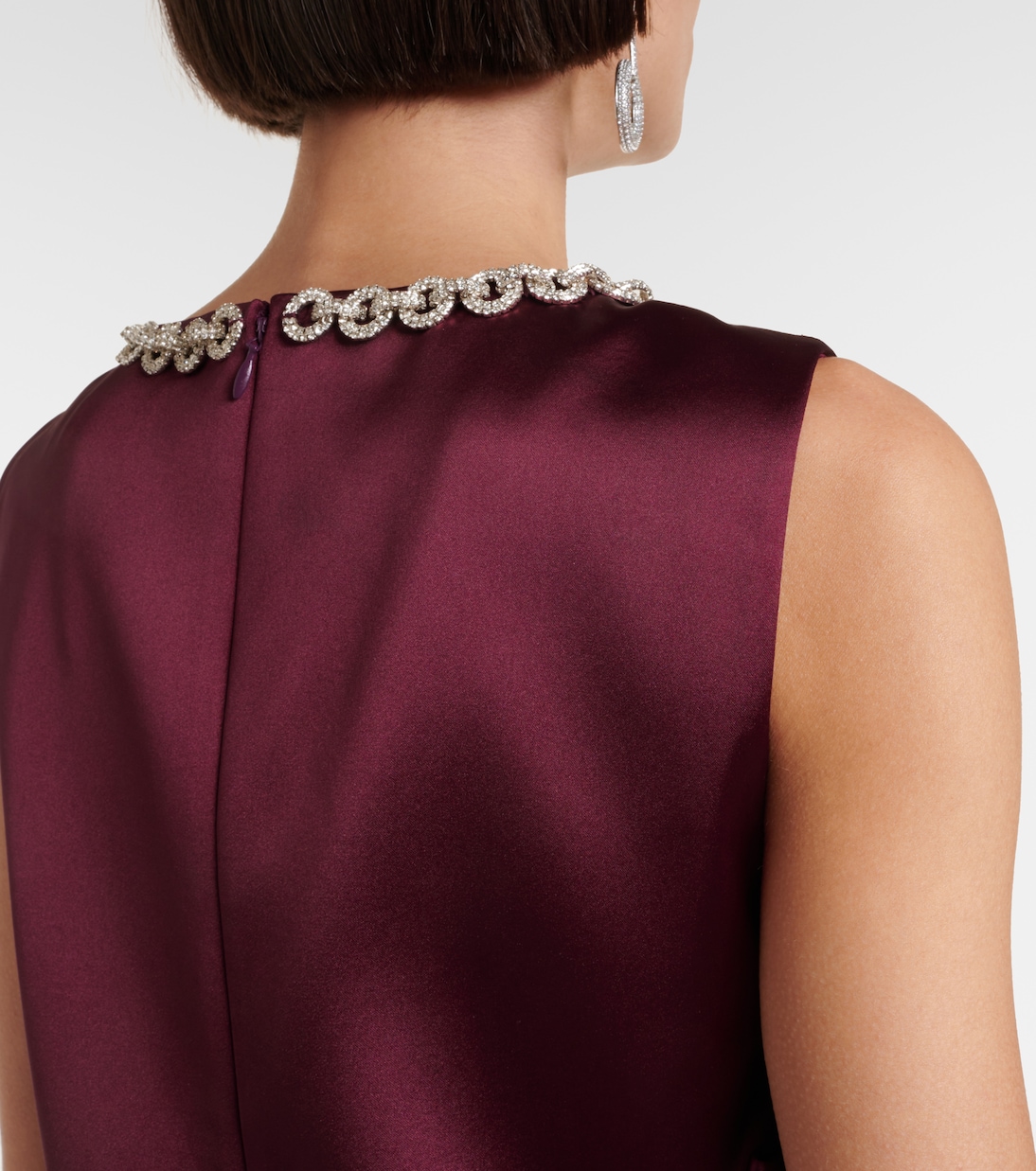 Bow-detail embellished satin minidress | Self-Portrait