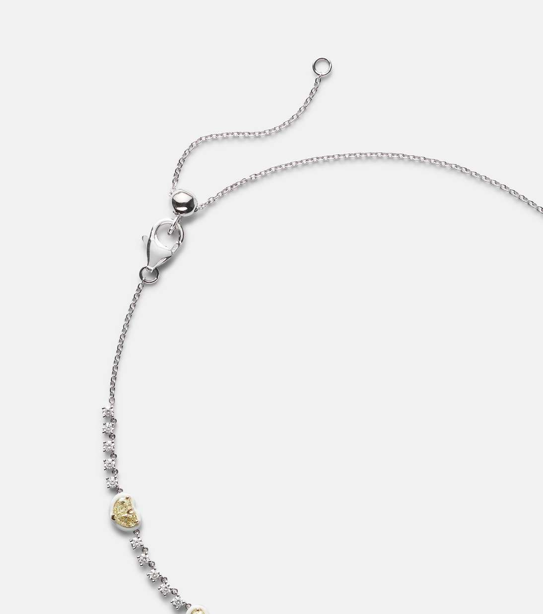 Twin Heart 18kt white gold and enamel choker with diamonds | Kamyen