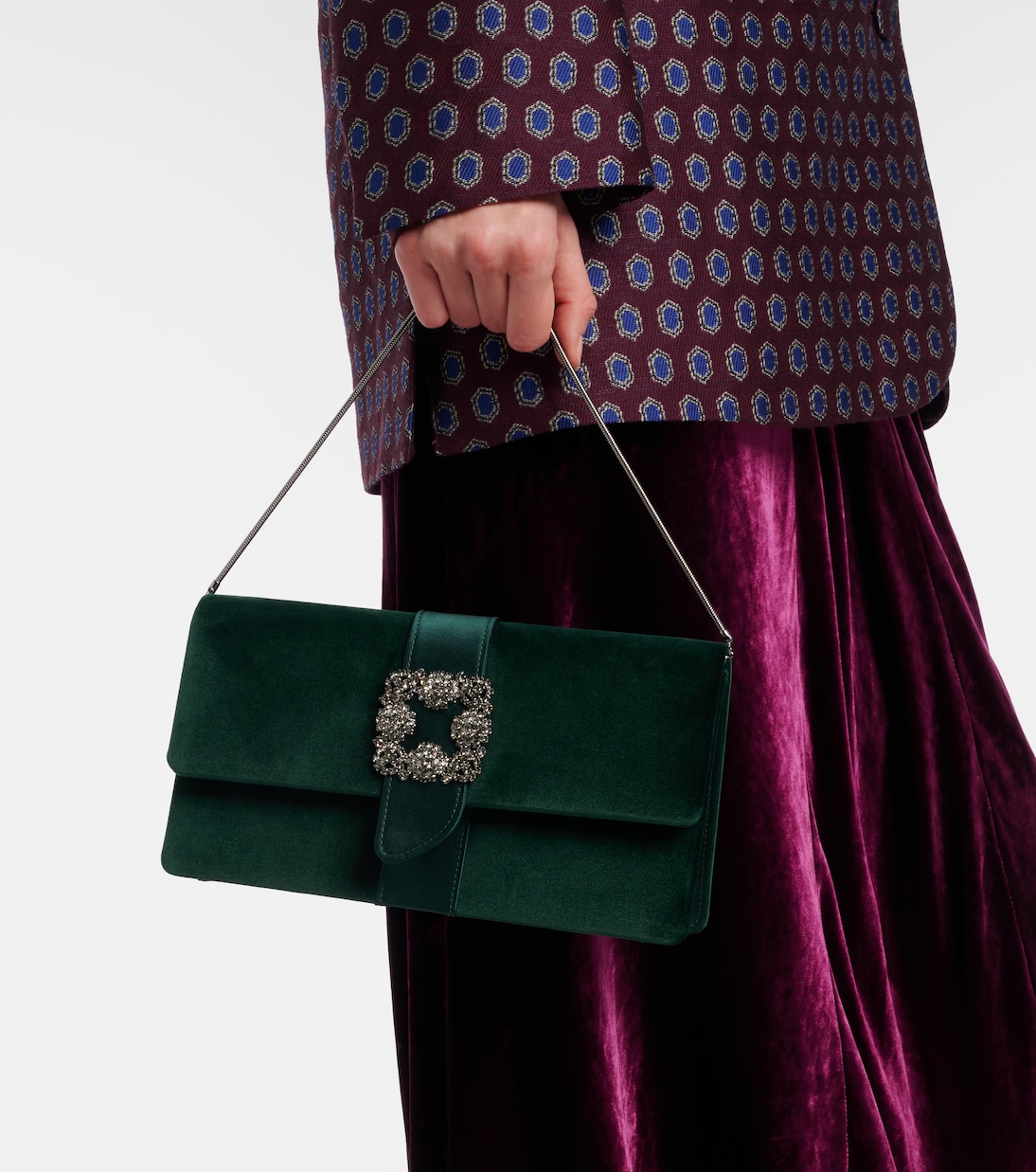 Capri embellished velvet clutch | Manolo Blahnik