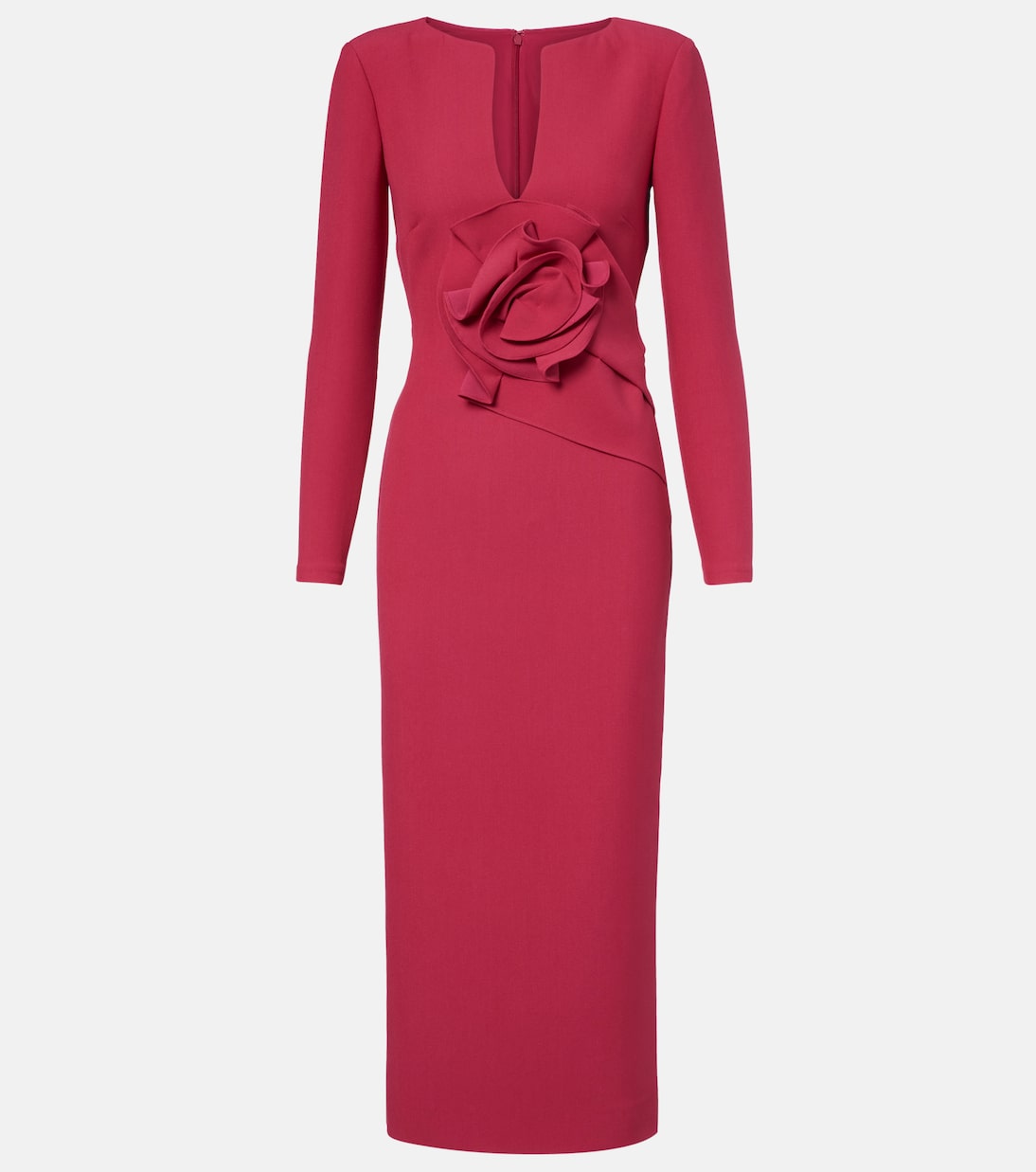 Floral-appliqué crêpe midi dress | Roland Mouret