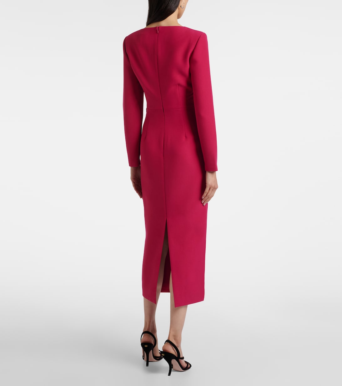 Floral-appliqué crêpe midi dress | Roland Mouret